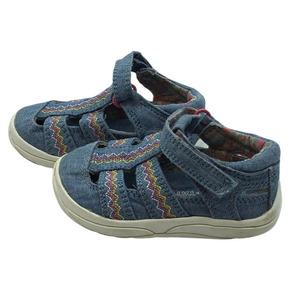 Tucker + Tate sneakers‎ Girls Toddler Mary Jane Size 3 month blue zig zag stitch